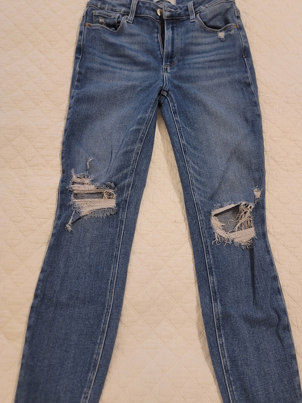 PAIGE Women’s Distressed Jeans Size 27 Raw Hem Ripped Blue Denim